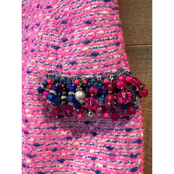 AREA Embellished crystal grape FUCHSIA Wool Blend Mini Dress Size 14 - Picture 6 of 13